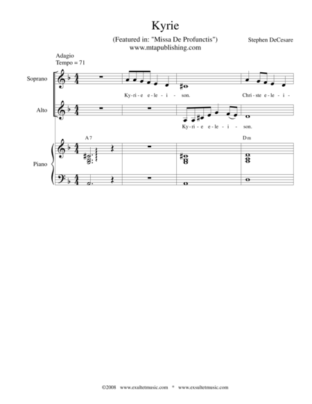 Kyrie From Missa De Profunctis Sheet Music