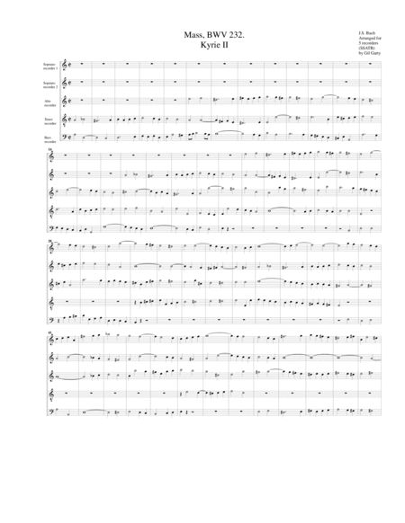 Kyrie Ii From Mass Bwv 232 Arrangement For 5 Recorders Sheet Music