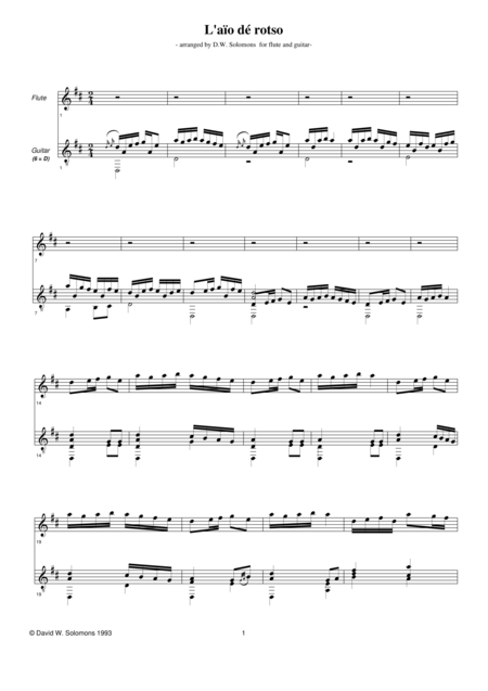 Free Sheet Music L Aio De Rotso For Flute And Guitar