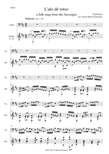 L Aio De Rotso Spring Water For Cello Guitar Sheet Music