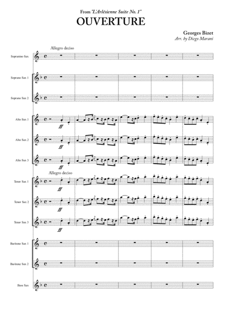 Free Sheet Music L Arlesienne Suite No 1 For Saxophone Ensemble Part One