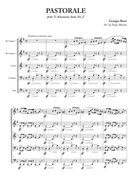 L Arlesienne Suite No 2 For Brass Quintet Sheet Music