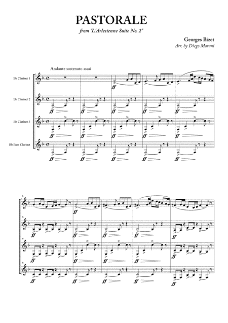 L Arlesienne Suite No 2 For Clarinet Quartet Sheet Music