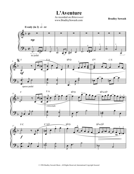 Free Sheet Music L Aventure