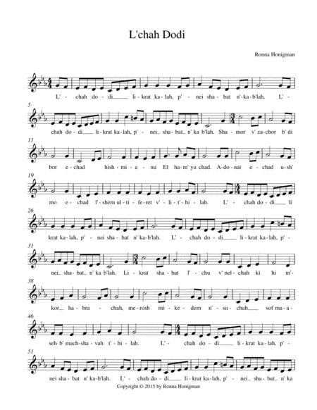 Free Sheet Music L Chah Dodi