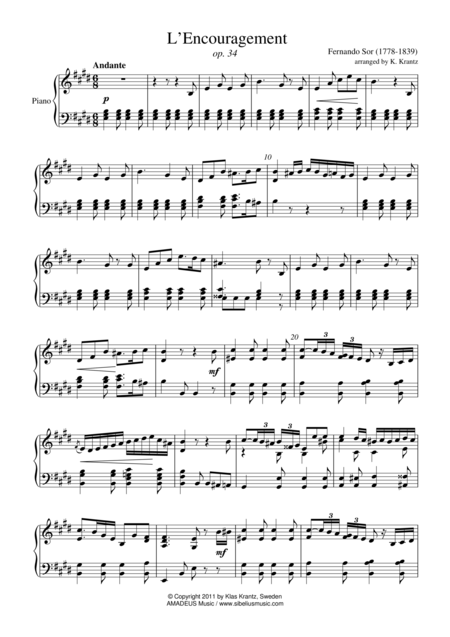 L Encourament Op 34 For Piano Solo Sheet Music