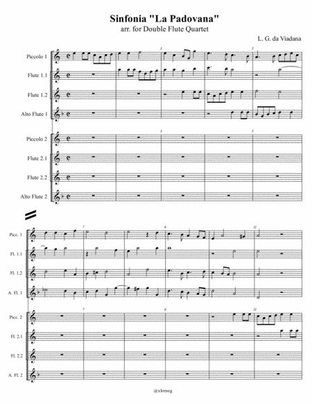 L G Da Viadana Sinfonia La Padovana Arr For Double Flute Quartet Sheet Music