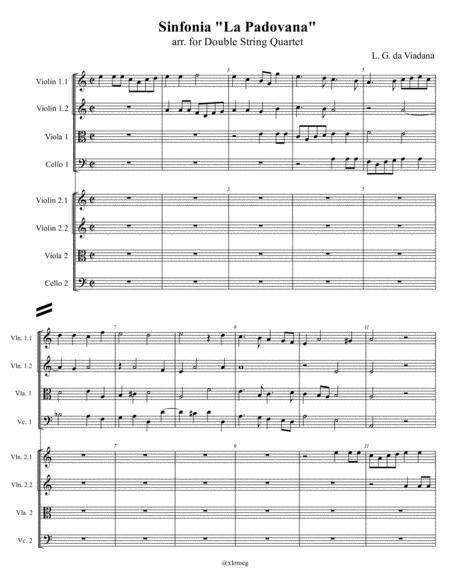 Free Sheet Music L G Da Viadana Sinfonia La Padovana Arr For Double String Quartet