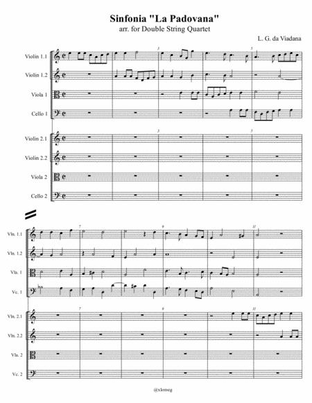 L G Da Viadana Sinfonia La Padovana Arr For Double String Quartet Sheet Music