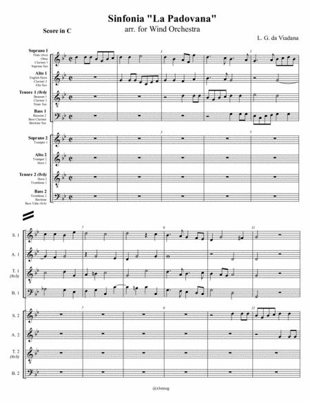 L G Da Viadana Sinfonia La Padovana Arr For Wind Orchestra Sheet Music