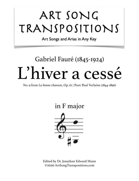 Free Sheet Music L Hiver A Cess Op 61 No 9 Transposed To F Major