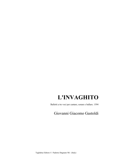 L Invaghito G G Gastoldi For Sab Choir Sheet Music