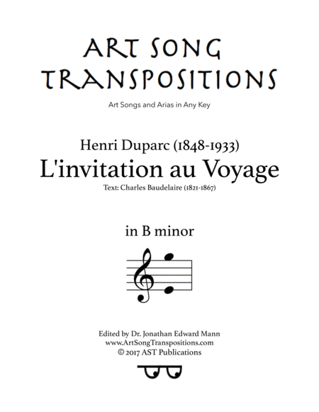 L Invitation Au Voyage B Minor Sheet Music