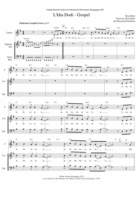 L Kha Dodi Gospel Sheet Music