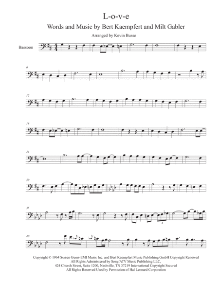 Free Sheet Music L O V E Bassoon Includes Trumpet Solo