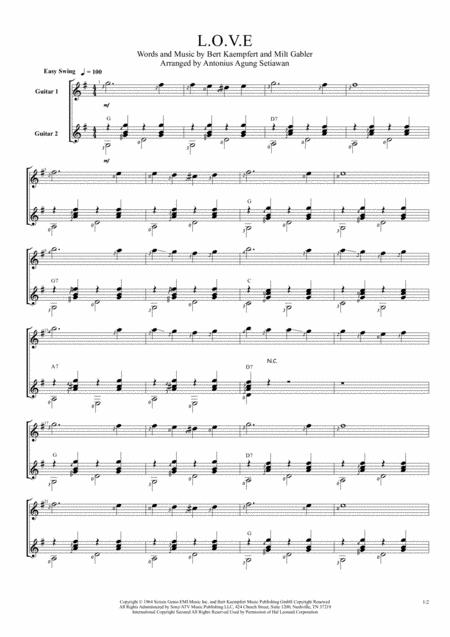 L O V E Duet Guitar Score Sheet Music