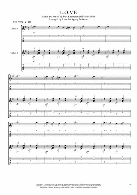 L O V E Duet Guitar Tablature Sheet Music