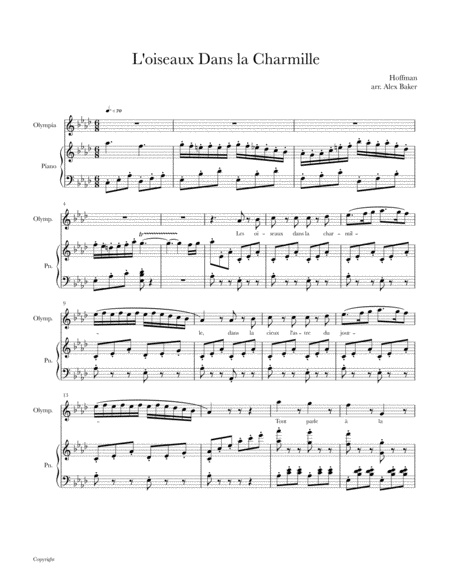 L Oiseaux Dans La Charmille Dolls Aria Sheet Music