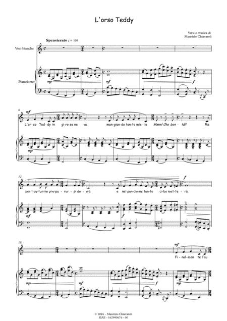 Free Sheet Music L Orso Teddy