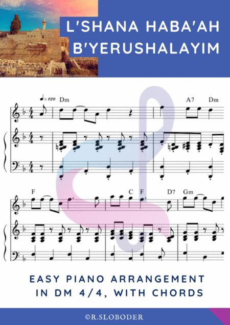 L Shana Haba Ah B Yerushalayim Easy Piano Tutorial Sheet Music