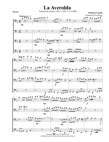 La Averolda For Trombone Or Low Brass Quartet Sheet Music