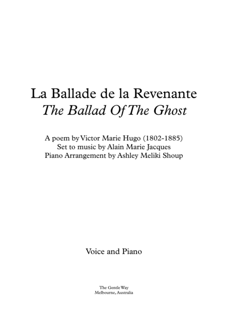 La Ballade De La Revenante Victor Hugo Sheet Music