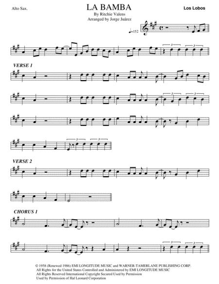 La Bamba Alto Sax Sheet Music