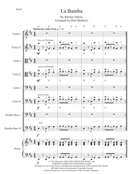 La Bamba For Strings Sheet Music