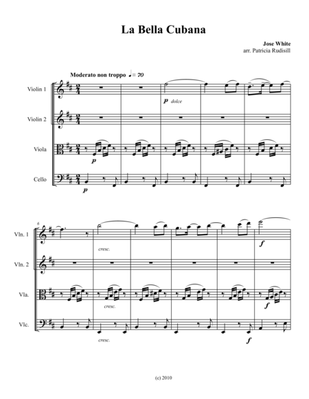 La Bella Cubana Score For String Quartet Sheet Music