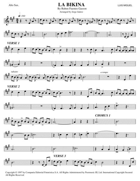 Free Sheet Music La Bikina Alto Sax