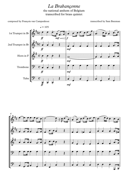 Free Sheet Music La Brabanonne