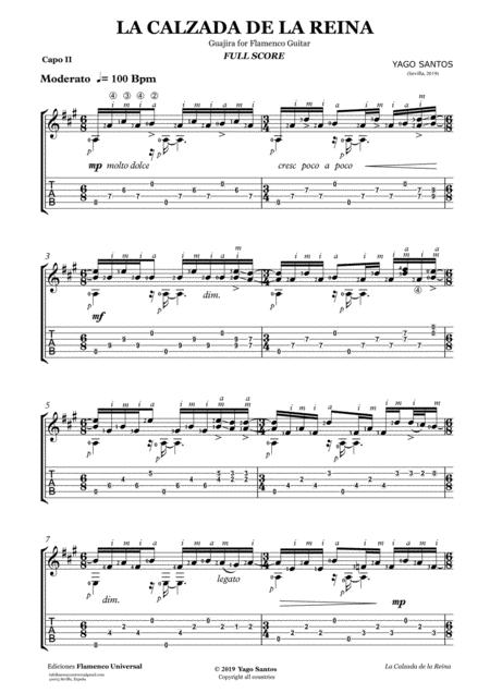 Free Sheet Music La Calzada De La Reina Guajira