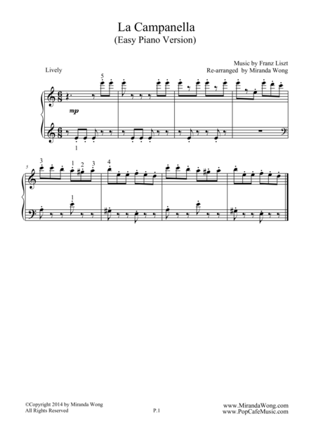 La Campanella Easy Classical Piano Solo Sheet Music