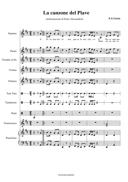 Free Sheet Music La Canzone Del Piave