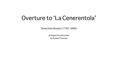 Free Sheet Music La Cenerentola Rossini Piano 4 Hands