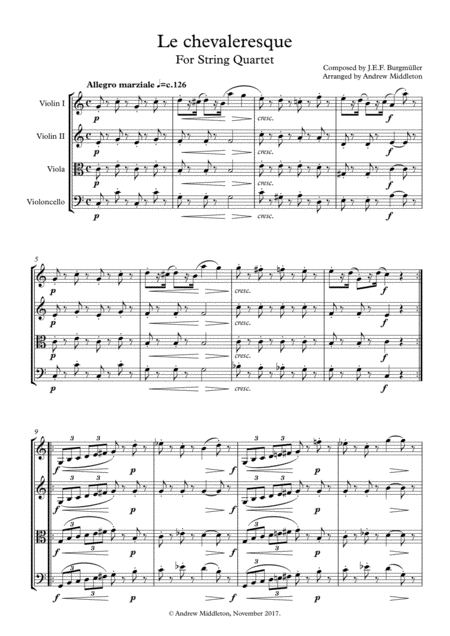 Free Sheet Music La Chevaleresque For String Quartet