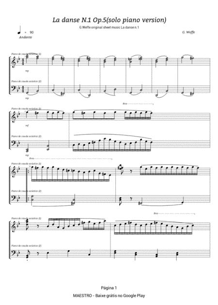 La Danse N 1 Op 5 Solo Piano Version Sheet Music