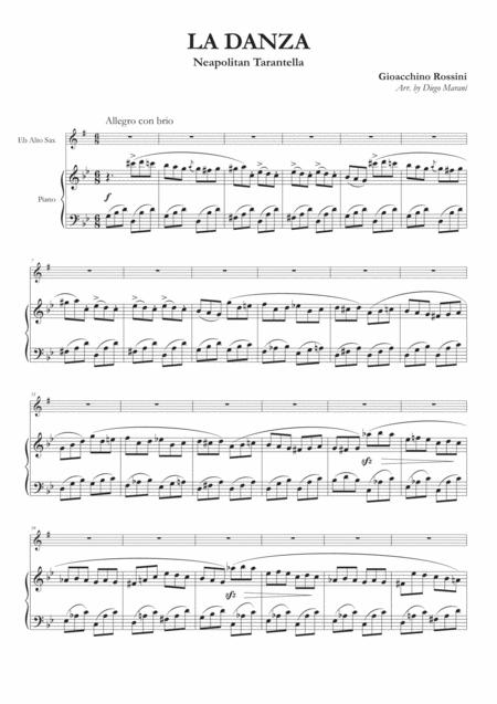 La Danza Neapolitan Tarantella For Alto Saxophone And Piano Sheet Music