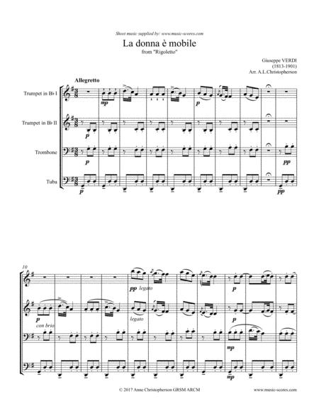 La Donna E Mobile Brass Quartet Sheet Music