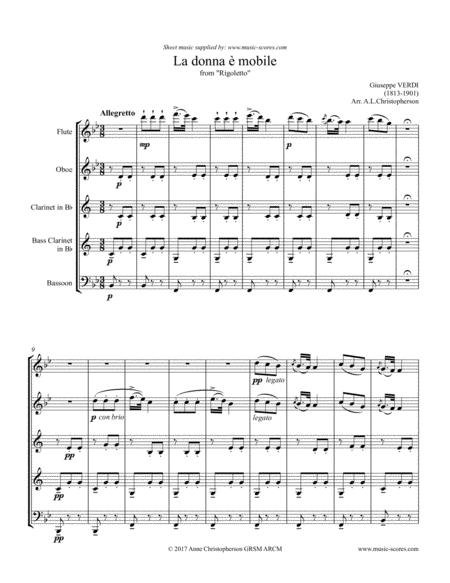 La Donna E Mobile Wind Quintet Sheet Music