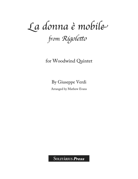 Free Sheet Music La Donna Mobile For Wind Quintet
