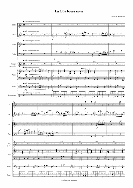 La Folia Bossa Nova For Ensemble Sheet Music