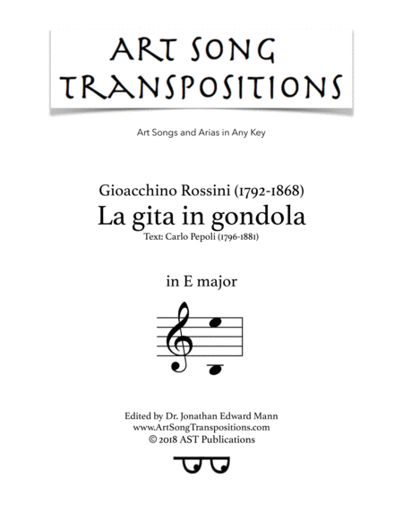 La Gita In Gondola E Major Sheet Music