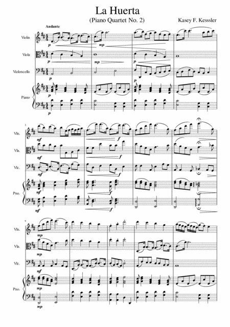 La Huerta The Orchard Piano Quartet No 2 Sheet Music