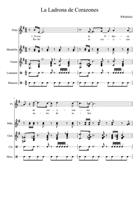 Free Sheet Music La Ladrona De Corazones