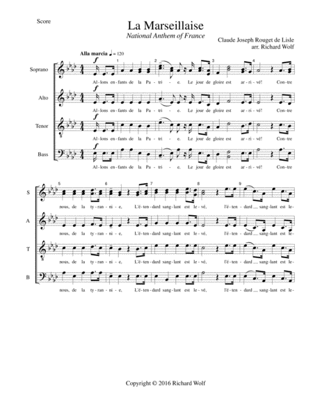 Free Sheet Music La Marseillaise