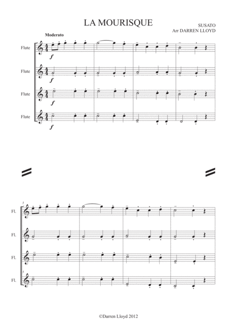 Free Sheet Music La Morisque Flute Quartet