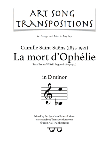 Free Sheet Music La Mort D Ophlie D Minor