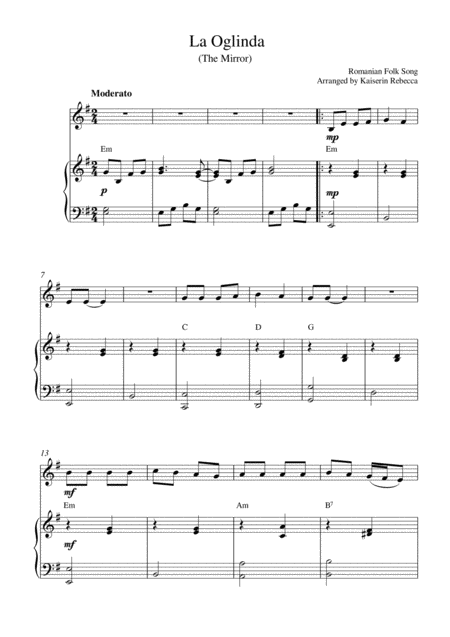 Free Sheet Music La Oglinda The Mirror