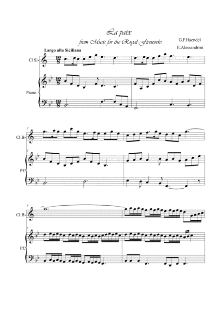Free Sheet Music La Paix Clarinet And Piano